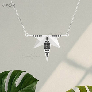 สร้อยคอทองคำแท้ 14K ลายดาวประกาย ขายดีที่สุด พร้อมจี้เพชรดำทรงกลม 1.5 มม. สำหรับงานแต่งงาน ตัวล็อกแบบสปริงริง เหมาะสำหรับเพื่อนเจ้าสาว - Product Image 2