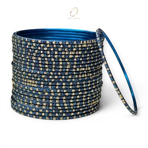 Fashion Wholesale Modern Navy Blue Stainless Steel Trendy Bangles Set for Women Wedding Party Indian Jewelry Lowest Price - Product Image 2