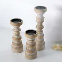 Porte-bougies rustiques en bois d'acacia massif et de manguier pour la décoration de la maison et de la table Noël Pâques