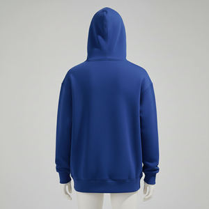 เสื้อฮู้ดดี้สีน้ำเงินรอยัลสำหรับผู้ชาย แบบสวมหัว สีพื้น แขนยาว มีกระเป๋าจิงโจ้ ทรงโอเวอร์ไซส์ สไตล์ลำลอง - Product Image 6
