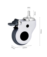 Roulettes médicales scellées en PU de 3/4/5 pouces avec freins, capacité de charge de 75 kg, design contemporain, pour mobilier de bureau