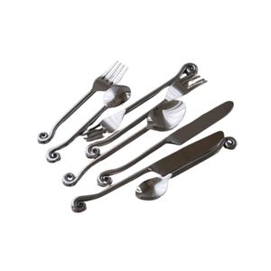 Ensemble de couverts de luxe moderne en acier inoxydable – Ensemble de couverts à manche tourbillonné unique, couteau, fourchette et cuillère polis pour la table - Product Image 1