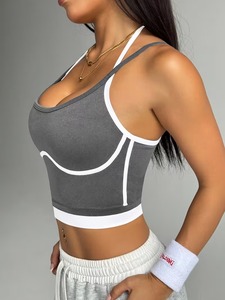 Women <b>Halter</b> Camisole Sport <b>Bra</b> | Lifting Compression Fitness Vest | Wireless High Stretch Gym Workout Undergarment Top OEM - Product Image 4