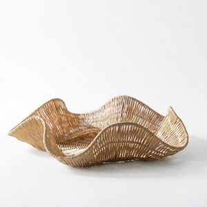 Hot Selling Unique Rattan Woven Tray Wave Shape Natural Material Serving Decorative Fruit Home <b>Table</b> Organization - Product Image 2