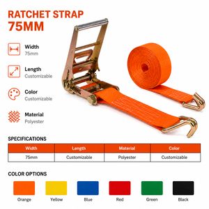 Correa de trinquete de poliéster de alta resistencia de 75 mm y 8000 kg para aseguramiento de carga pesada, manejo de mercancías, suministro de fábrica OEM ODM - Product Image 4
