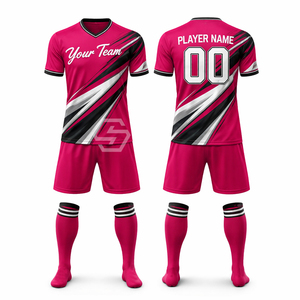 Maillot de football unisexe personnalisé à col en V, manches courtes, séchage rapide, imprimé sur le devant, en maille polyester de haute qualité, vente directe usine - Product Image 2