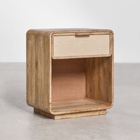 Table de chevet rectangulaire Vandana Arion Altis 40x30 cm en bois de manguier, MDF et jute Abrams