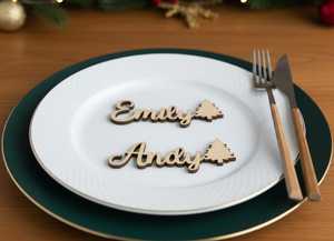 Personalized <b>Wooden</b> <b>Name</b> <b>Place</b> Card Christmas Tree Decor Tabletop Holiday Decoration Winter Theme Traditional Design - Product Image 3