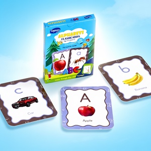Toysaga Guji Alphabets, tarjetas didácticas a todo color, tarjeta azul laminada, 30 tarjetas, esquinas onduladas, juguete educativo para niños de 2 a 4 años - Product Image 1