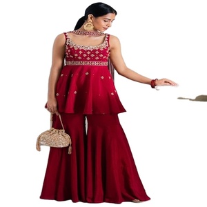 Robe de soirée de style musulman pour mariée, vêtements lourds en coton et georgette, costumes de pelouse pakistanaise, costumes pataila punk jabs - Product Image 1