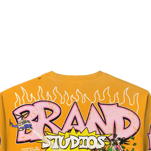 Oversized Long Sleeve Crop T-Shirt <b>Men</b> Streetwear Cartoon Print Jersey Cotton O-Neck Back Logo - Product Image 2