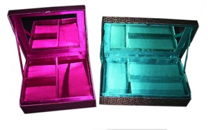<b>Pink</b> Rectangular Polyester Eco-Friendly Embroidered Purse Mirror Tray Insert Flower Theme Christmas Decoration Silk Foundation - Product Image 3