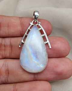 Rainbow Moonstone Pendant 925 Sterling Silver Jewelry For Women Natural Gemstone <b>Necklace</b> Elegant Minimalist Gift - Product Image 2