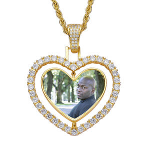 <b>Solid</b> Rose <b>Gold</b> Plated Heart Shape Lab Grown Diamond <b>Pendant</b> Women's Romantic Charm Locket Floating Photo Jewelry - Product Image 2