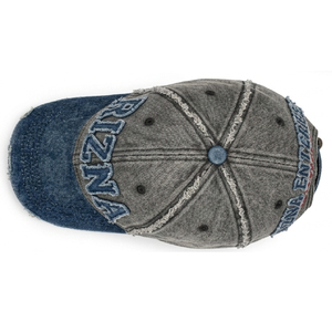 Casquette de baseball en denim sergé RIZNA, 6 panneaux, réglable, unisexe, décontractée, vintage, délavée, logo brodé 3D sur le panneau avant, bleu, coton, métal - Product Image 5