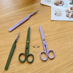 Ensemble professionnel de 2 pinces à épiler de précision pour extensions de cils et 2 ciseaux de beauté en acier inoxydable, accessoires pour extensions de cils - Product Image 1
