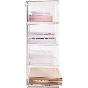 Organizer rettangolare trasparente in plastica a 4 scomparti per trucchi, contenitore verticale per palette di ombretti - Product Image 5