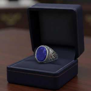 Blue Sapphire 925 Sterling Silver <b>Mens</b> <b>Ring</b> Handmade Vintage Gemstone Jewelry Elegant Statement <b>Ring</b> Gift - Product Image 4