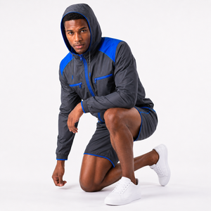 OEM Private Label Custom Logo Men's Sports <b>Windbreaker</b> Jacket Shorts Set Nylon Polyester Matching Set Custom Logo Supplie - Product Image 3