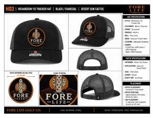 หมวกแก๊ป FORE LIFE GOLF CO. Richardson 112 รุ่น Trucker สีดำ ตาข่ายปรับได้ พร้อมปักลายกระบองเพชรสีเขียว สำหรับทุกเพศ - Product Image 3