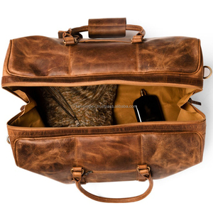 Sacs de voyage en cuir véritable de qualité supérieure, couleur marron, pour week-end, nuitée, sport, gym, pour hommes, USA - Product Image 4
