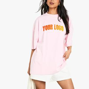 Wholesale High Quality 100% Cotton Polyester Plus Size Women's Custom Puff Print Logo Baggy Fit Oversized Casual Summer Tee OEM - Product Image 1