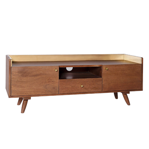 Teak wood cabinet with two <b>cupboards</b> and one drawer for the living room or bedroom to store modern design items - Product Image 1
