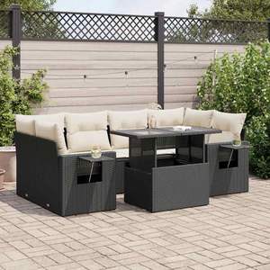 Ensemble de canapés de jardin en rotin PE noir avec pieds réglables, confortable et élégant, mobilier d'extérieur - Product Image 1