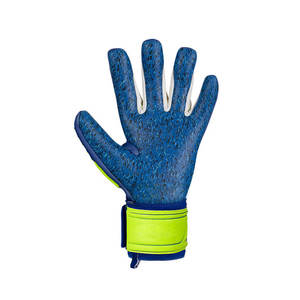 Gants de gardien de but de football bleus et vert néon avec sangle de poignet réglable, protection complète des doigts, équipement sportif unisexe - Product Image 2