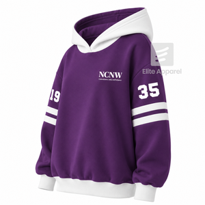 Sudadera con capucha personalizada para mujer del Consejo NCNW, con logo bordado en la parte delantera, color morado y blanco, manga corta, de algodón, para mujer. - Product Image 2
