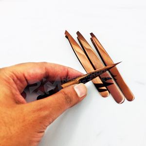 Pince à épiler professionnelle en or rose pour sourcils, 4 styles de pointes différents, en acier inoxydable, logo personnalisé, pince à épiler de beauté - Product Image 6