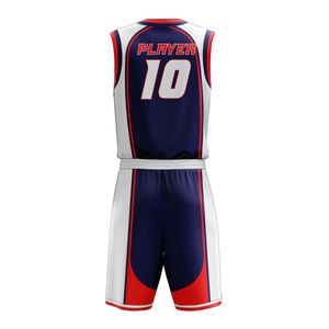 Conjunto de Camiseta de Baloncesto para Equipo, Blanca, Roja y Azul, Sublimada, Absorbente de Humedad, Unisex para Adultos, Cuello en V, Sin Mangas, Corte Atlético - Product Image 6