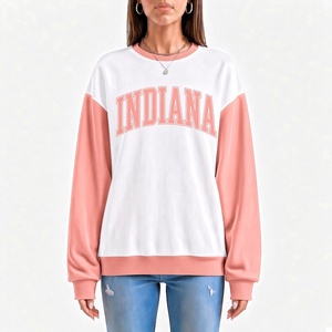 Sudadera de cuello redondo para mujer, nueva y moderna, con bloques de color, mangas rosas, estampado de letras de Florida, hombros caídos, estilo casual. - Product Image 3