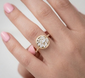 High-Quality Lab Created <b>Diamond</b> IGI Certified Elegant Cluster Engagement <b>Ring</b> with Marquise <b>Diamond</b> Petals in 14K Yellow Gold - Product Image 5