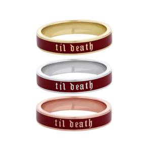 Anillos Clásicos de Plata de Ley con Esmalte Color Cereza Mocha, Joyería Fina para Bodas y Fiestas, Unisex - Product Image 2