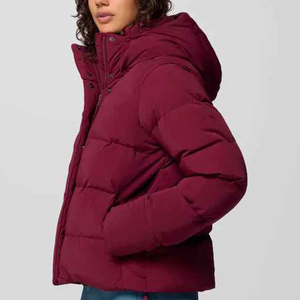 Women's Hooded Duck Down Cropped Puffer Jacket Lightweight <b>Thick</b> <b>Winter</b> Short Parka <b>Coat</b> Custom Logo Bubble Jacket - Product Image 4