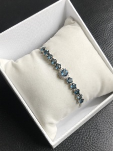 Fabriqué en argent sterling 925, topaze bleue de Londres naturelle, pierre précieuse de forme ronde, bijoux fins haut de gamme pour femmes, certifié IGI - Product Image 3