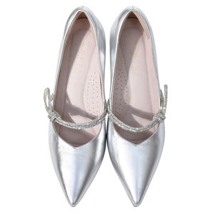 Chaussures à talons fins de 7,5 cm pour femme Ann'S, idéales pour mariage ou soirée, en tissu jacquard à bride unique, ornées de strass, couleur argent - Product Image 6