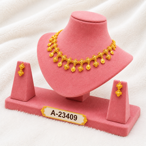 Conjunto de Collar y Pendientes con Diseño Floral, Chapado en Oro de 24K, Joyería Clásica para Mujer A-23409 - Product Image 3