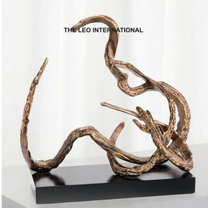 Escultura Abstracta de Hierro, Estatua de Arte Moderno, Base Cuadrada de Piedra, Duradera, Ecológica, Decoración para el Hogar, Adorno para Sala de Estar - Product Image 6