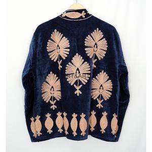 Wholesaler Of Velvet Shell Floral Embroidered Plus Size Mandarin Collar with 100% Cotton Lining Jacket Autumn Casual Outerwear - Product Image 2