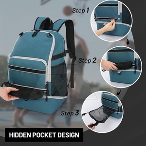 Sac de sport personnalisé pour équipe, sac à dos de basketball tendance en tissu Oxford doublé, imperméable avec logo pour football et basketball - Product Image 4