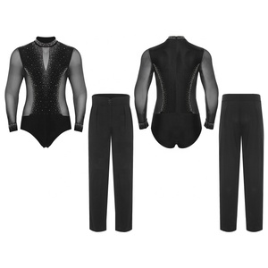 Trajes de baile latino para hombre, leotardo, mono y pantalones, fabricante de ropa de baile, patinaje artístico, traje de baile <span class=keywords><strong>Chacha</strong></span> personalizado - Product Image 2