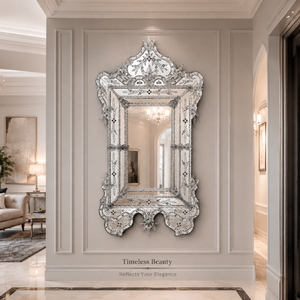 Miroir mural décoratif de style baroque vénitien de luxe |   Miroir d'appoint en verre avec cadre orné vintage pour la décoration intérieure du salon et de la chambre - Product Image 4
