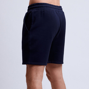 Pantalones Cortos Bermuda Azul Marino para Hombre, Cintura Media, Cierre de Botones, Color Sólido Informal, Tejido de Algodón Transpirable, Bolsillos, Logotipo Frontal con Estampado Brillante - Product Image 2