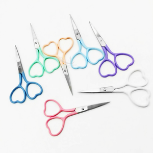 Heart Shape Scissor Straight Tip Stainless Steel Scissor 7 Different <b>Powder</b> Coated Color And Silver Tip New Scissor - Product Image 4