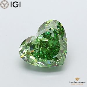 Diamant de laboratoire CVD de 3,00 carats, couleur vert vif fantaisie, clarté VVS2, avec certificat IGI, taille cœur, pour conception de bague solitaire - Product Image 1