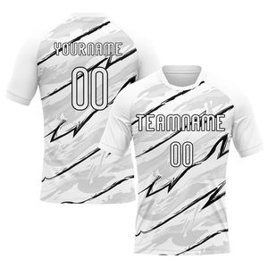 Uniforme de volley-ball personnalisé, design abstrait blanc et noir, sublimation, polyester respirant, évacuation de l'humidité, séchage rapide - Product Image 2