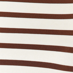 Haut court rayé pour femme, col rond, manches courtes, en coton tricoté, chemise décontractée, printemps-été, coupe classique - Product Image 3