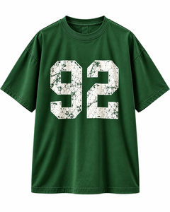 Camiseta Oversize Verde Personalizada al por Mayor, Unisex, de Algodón Pesado, con Estampado Gráfico 92, Hombro Caído, Estilo Urbano, Ropa de Marca Privada - Product Image 1
